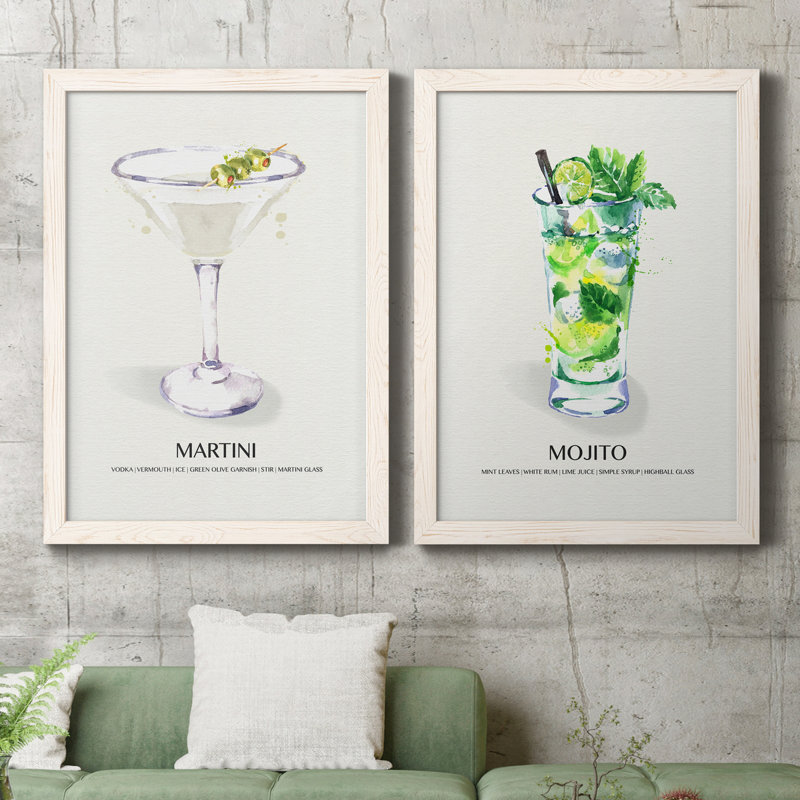 Martini - 2 photos encadrées sur toile tendue, Cadre blanc, H 20 po x l 34 po x P 1,5 po