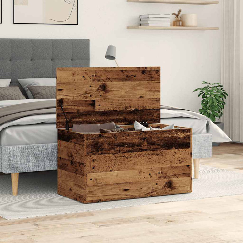 Vidaxl Storage Chest Engineered Wood, 33.1" x 16.5" x 18.1", Old Wood