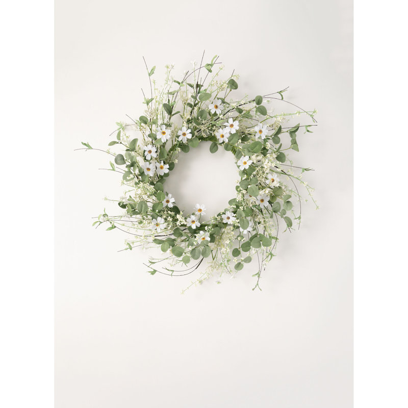 Daisy & Eucalyptus 28" Foam Wreath