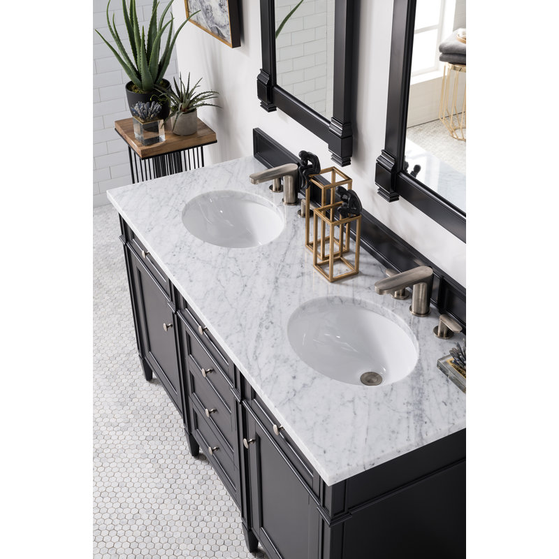Brittany 60'' W Vanity, Carrara White, Bright White, 8" Widespread