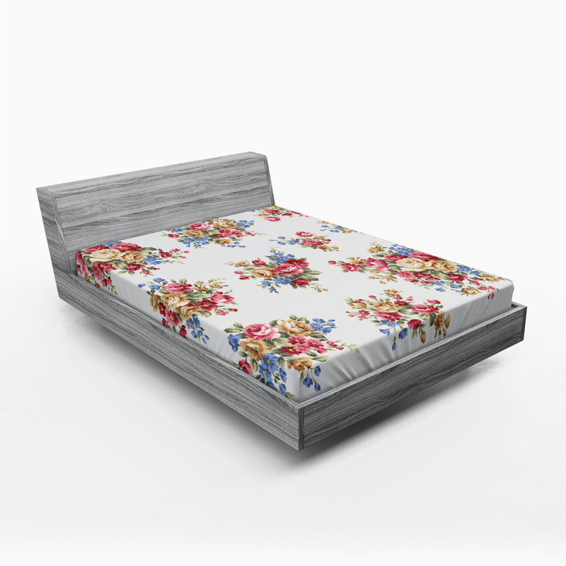 Floral Microfiber Floral Fitted Sheet, Full Fitted Sheet