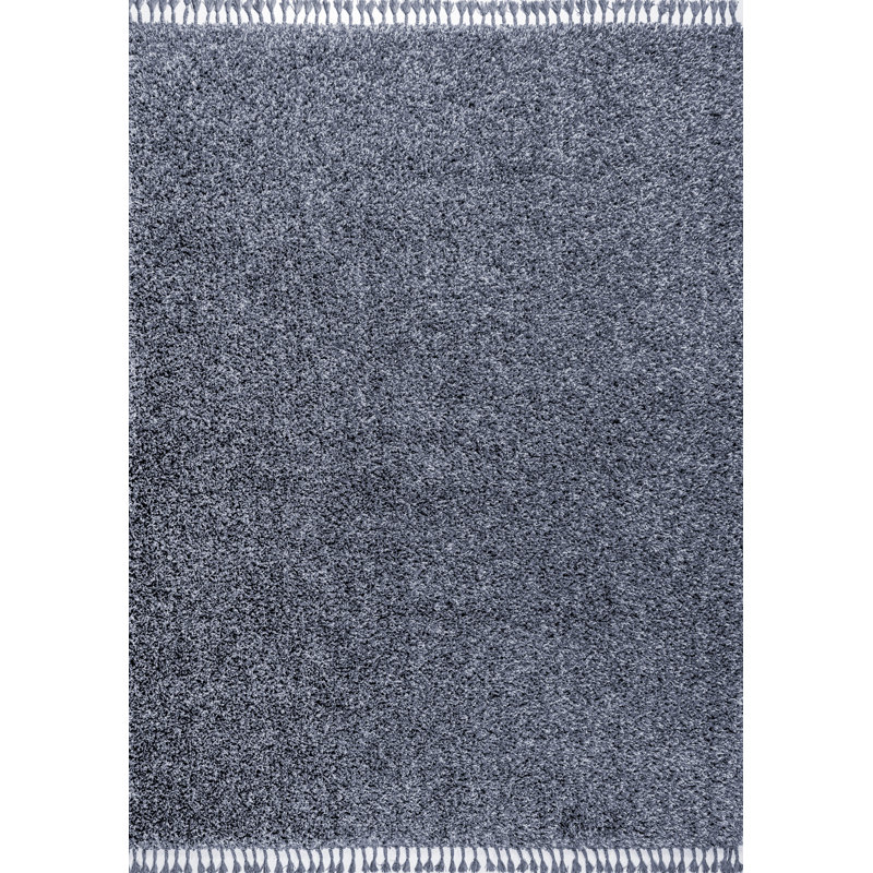 Felicdad Shag Plush Tassel Denim Blue Rug, Rectangle 7'9" x 10'