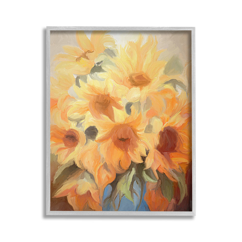 Fleurs jaunes traditionnelles encadrées par Ramona Murdock, H 20 po x l 16 po, Estampe numérique Farmhouse