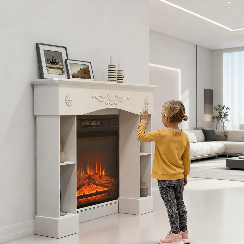 Freestanding Fireplace Mantel Surround With Legs - Custom-Fit For Electric Fireplaces (Sturdy Construction)
