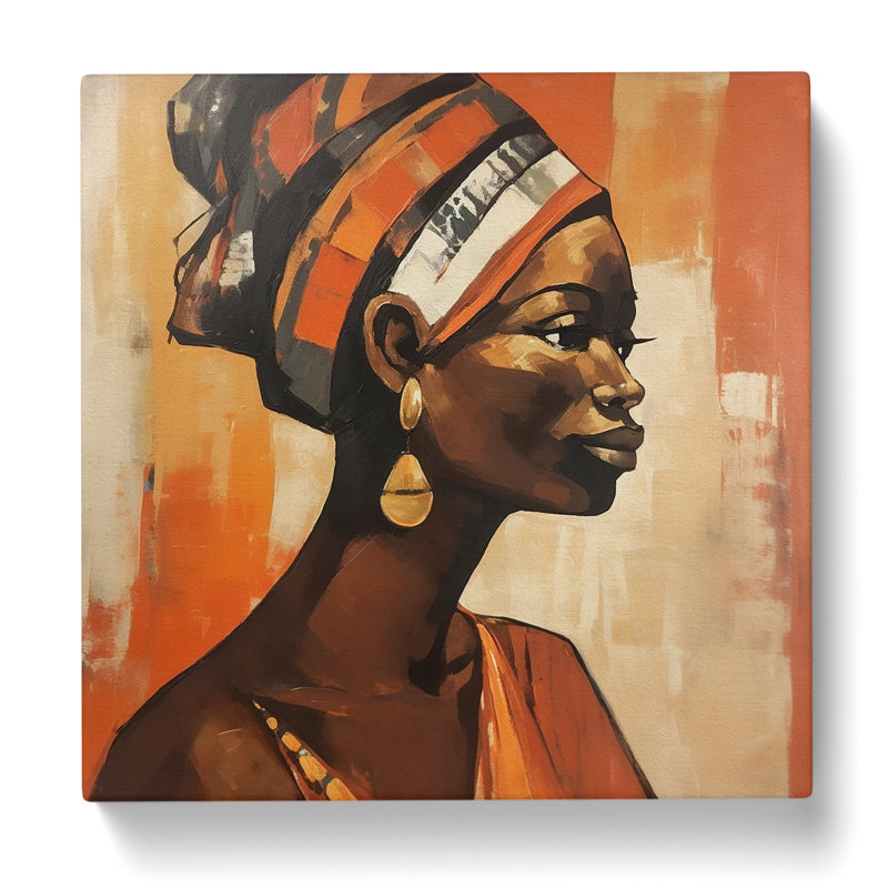 African Woman Mid-Century No.4 - Wrapped Canvas - Framed Print, 50cm H x 50cm W x 3cm D