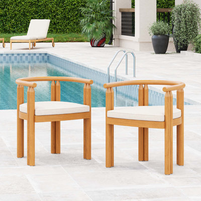 Chaise de salle à manger en acacia avec coussin Cove, ensemble de 2