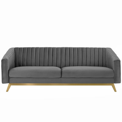 Silver Orchid Puffy Vertical Channel Tufted Velvet Loveseat by Modway