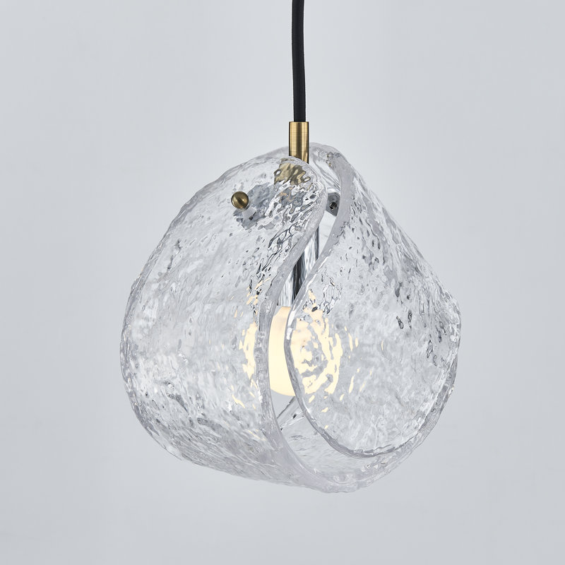 Luminaire suspendu en laiton 7,5 lumières 1 en 1 (40 watts) Pallina, Transparent, Nickel satiné