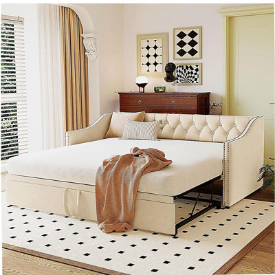 Double Bed with Pop-up Drawer, Grey