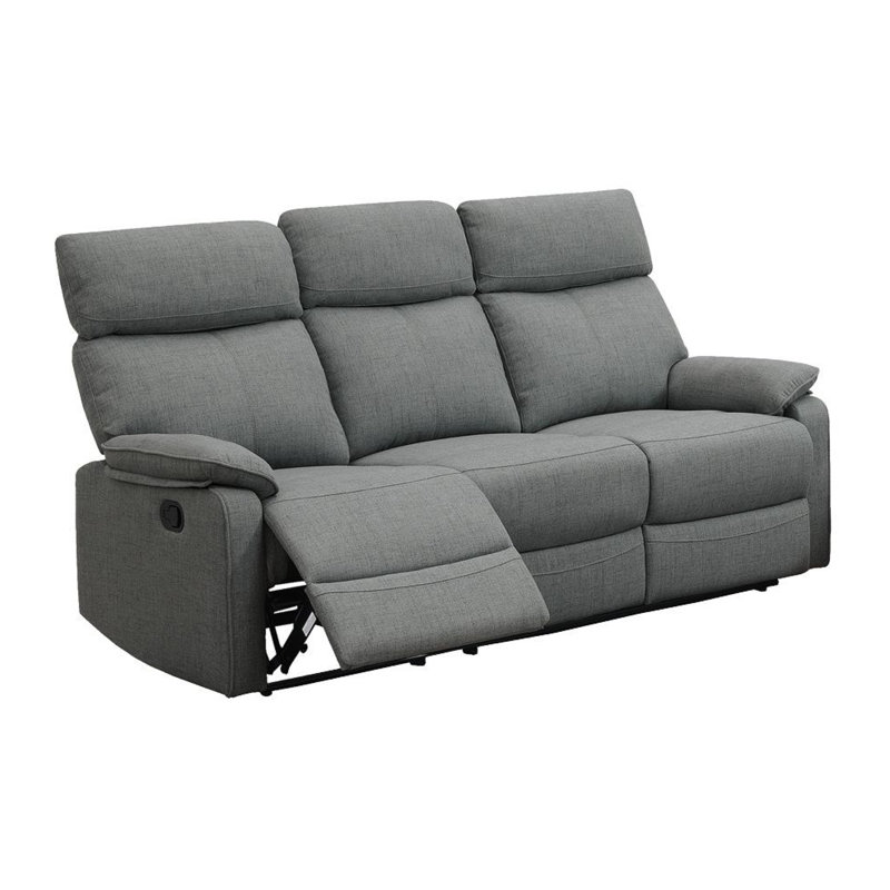 Sayencci 74'' Pillow Top Arm Reclining Sofa, Gray Burlap Fabric