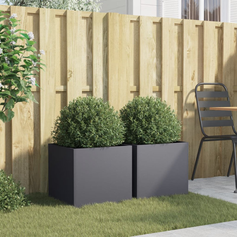 Planter Steel, Black, 29cm H x 62cm W x 30cm D, 1