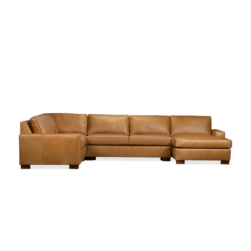 Canapé modulaire en cuir véritable 4 pièces Jonie, Orienté à gauche (vu de face), Cuir véritable Bistro Rustic