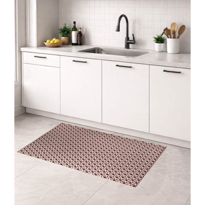 Tapis de cuisine à profil bas, Rectangle 5' x 7', Wine Geometric