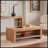 Main high-traffic title: Farmhouse 2-Tier Rectangular Coffee Table with Woven Trim & Open Storage Shelf, Distressed Solid Wood & MDF Rustic Accent Table for Living Room Apartment Office