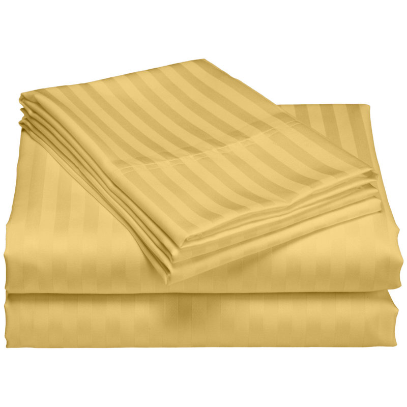 Sateen Striped Sheet Set, Aqua, Twin Sheet Set + 2 Pillow Cases Included