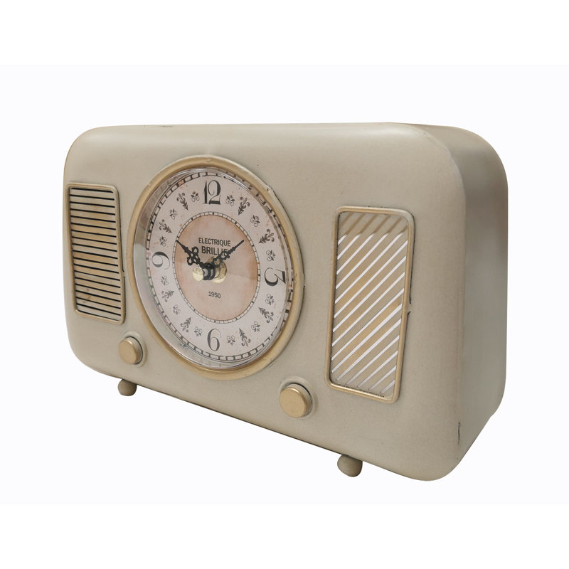 Analog Metal Quartz Movement / Crystal Tabletop Clock in Antique