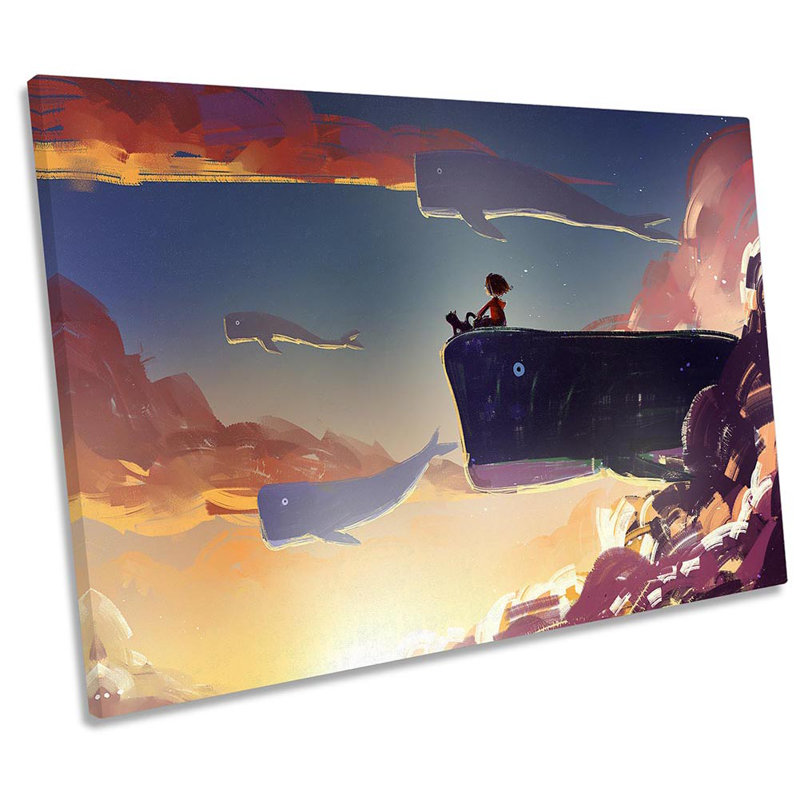 Whale Ride Bathroom - Wrapped Canvas Print, 81.3cm H x 121.9cm W x 4cm D