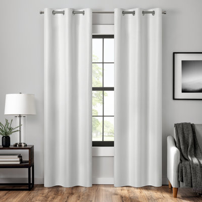 Eclipse Welwick Magnitech 100% Blackout Curtain, Grommet Window Curtain Panel, Seamless Magnetic Closure for Bedroom, Living Room or Nursery, 95 in long x 37 in wide, (2 Panels), White