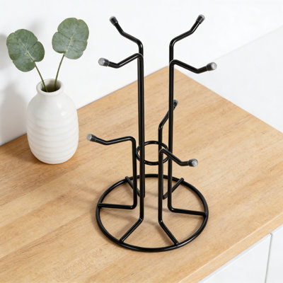 Porte-gobelet avec 6 crochets pour grandes tasses à café, porte-gobelet en métal robuste pour le comptoir, organisateur de cuisine peu encombrant et décor