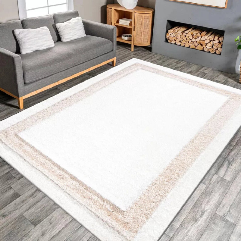 Geometric Indoor / Outdoor Area Rug, Rectangle 60 x 110 cm, White