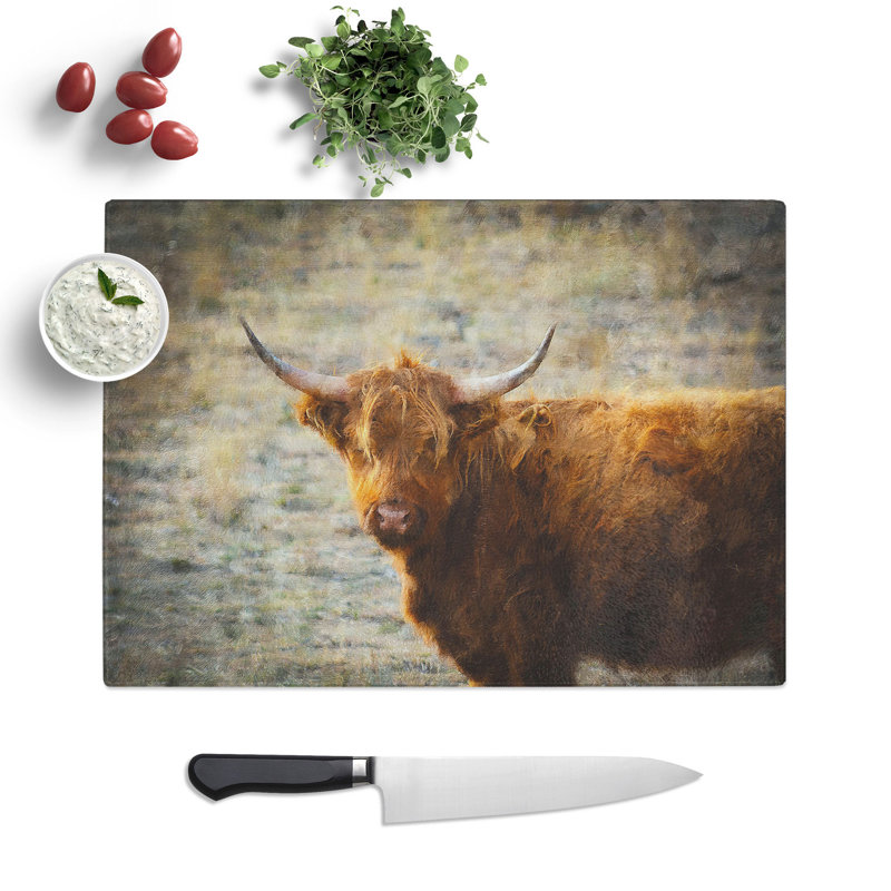 Highland Bull Cow Vol.2 Painting Chopping Board, 0.4cm H x 20cm W x 28.5cm L