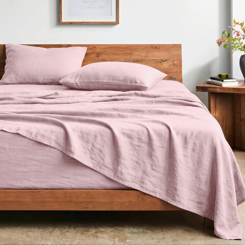 Washed Ultra-soft Microfiber Sheet Set, Queen Sheet Set with 2 Pillowcases, Dusty Pink