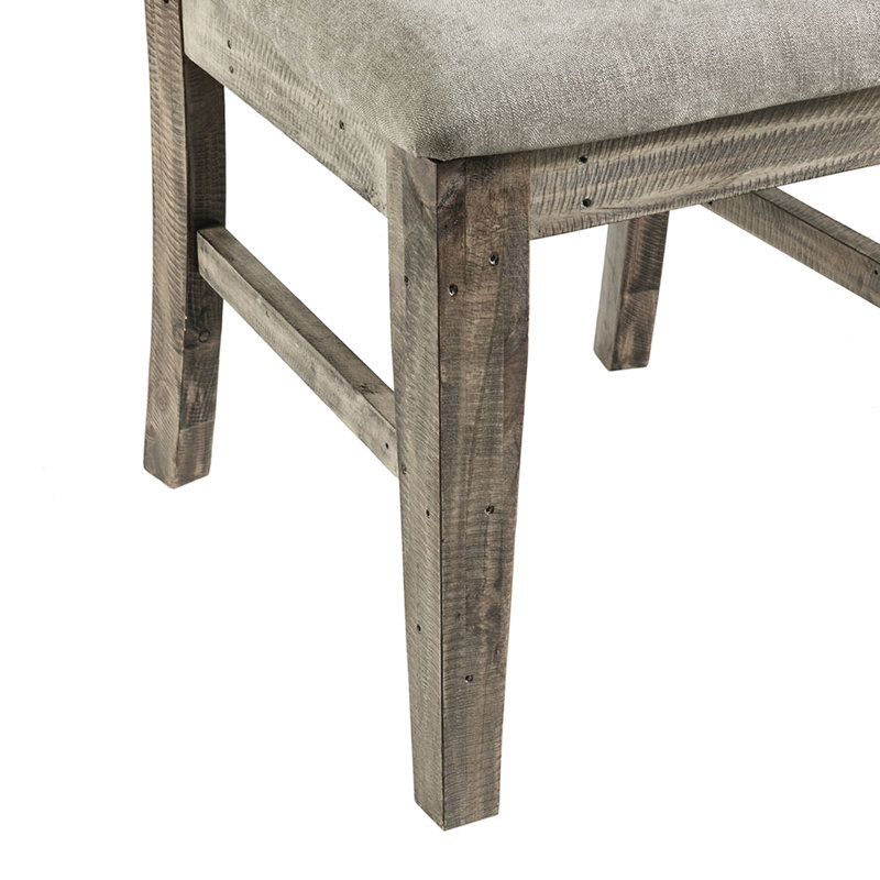 De 2 chaises d'appoint de salle à manger - structure en bois massif, finition laiteuse grise, chaise rembourrée pour le confort 2 pièces, bois, assise rembourrée