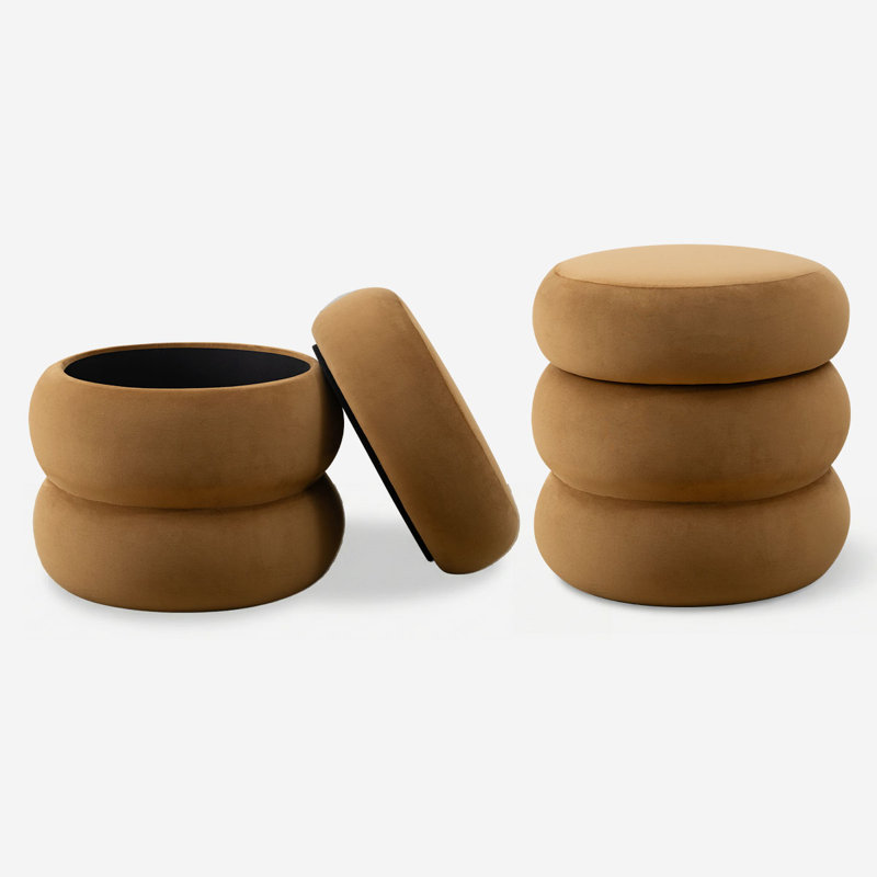 Repose-pieds moderne en velours avec rangement, Chameau