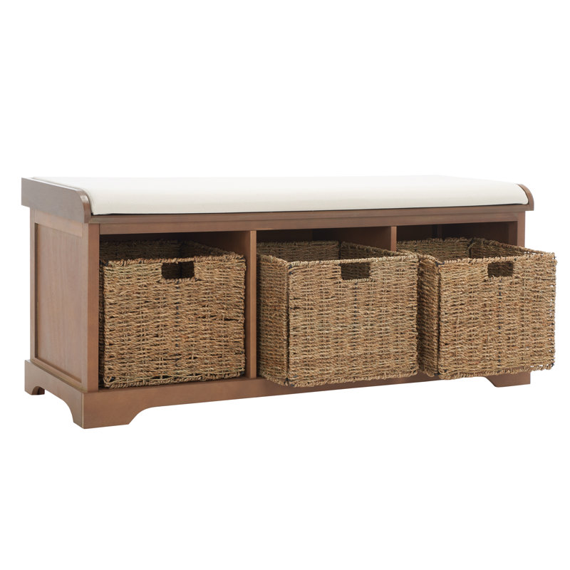 Loane Wicker Storage Bench, Dark Brown