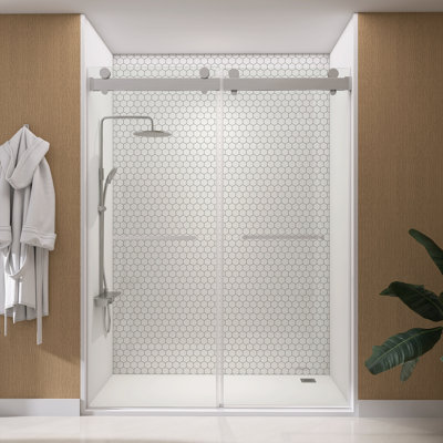 56”-60” W x 79” H Double Sliding Frameless Shower Door with Clear Glass