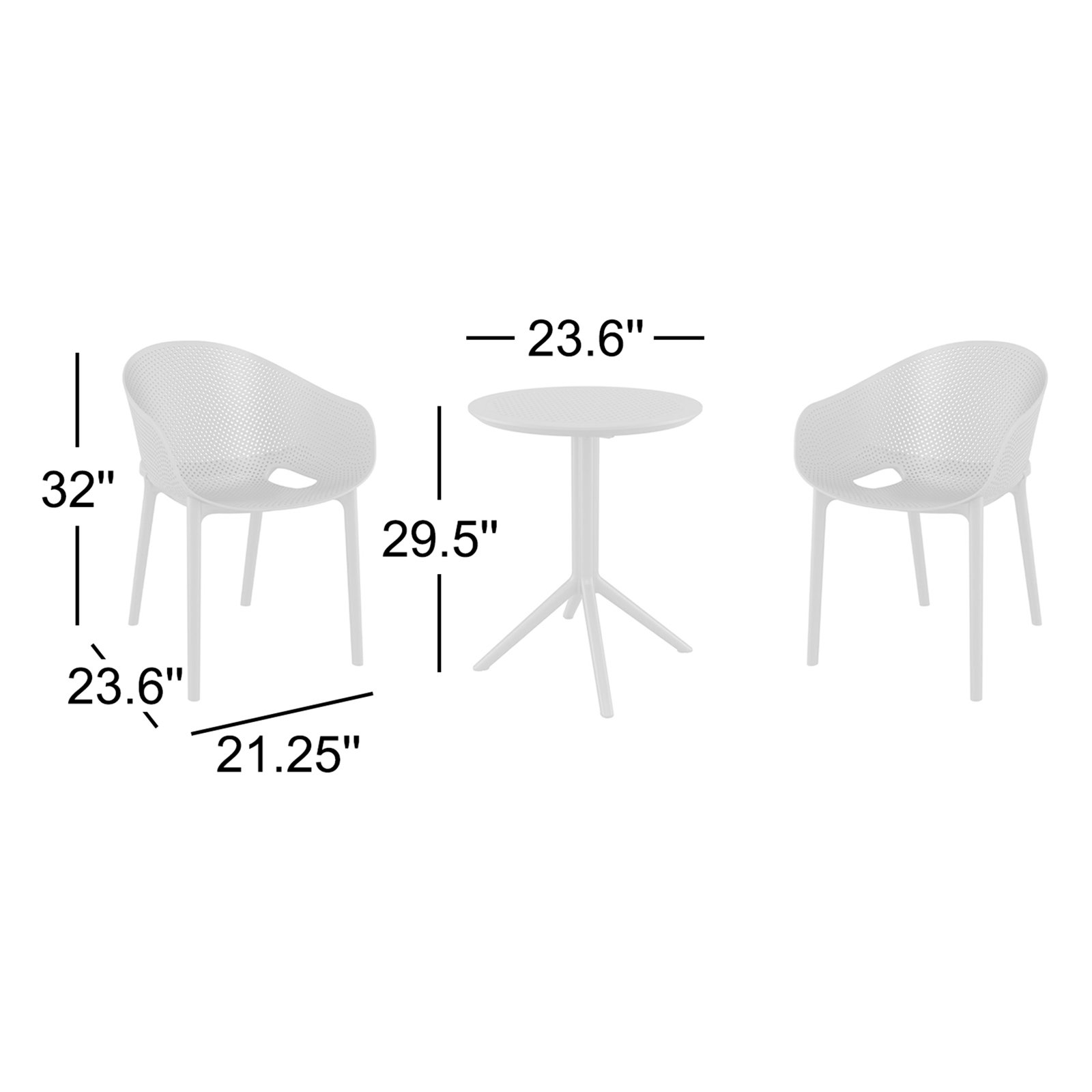 Farrah 24" Patio Bistro Set, Dark Gray