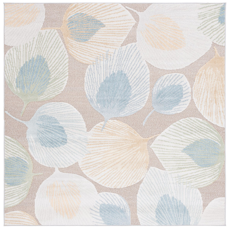 Sarasota Performance Floral Indoor/Outdoor Area Rug, Square 6'7"