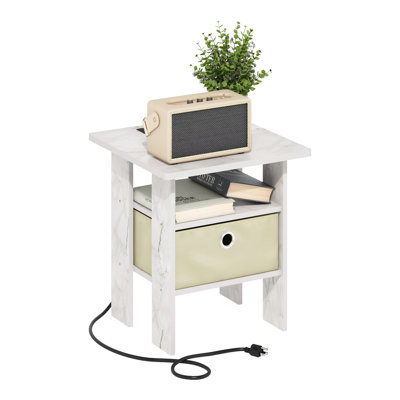 Maximina End Table with Storage and Built-In Outlets, USB & Type C Ports by Winston Porter