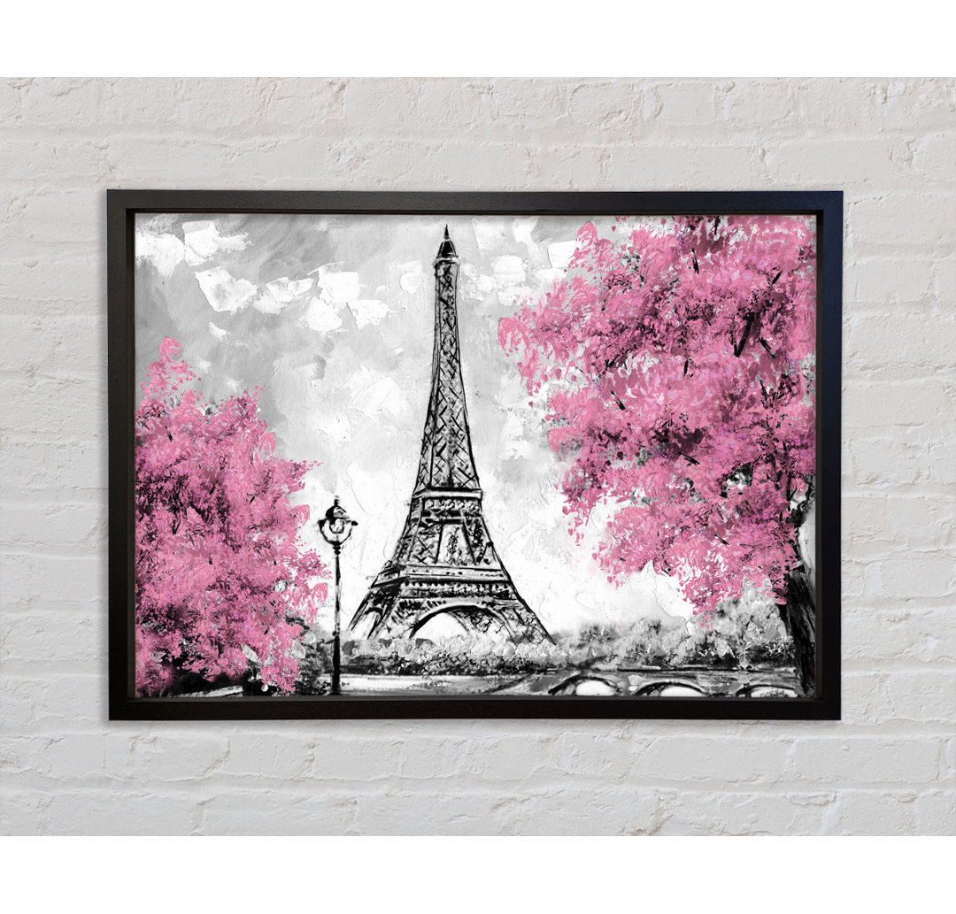 Eiffelturm Pink Trees - Einzelbildrahmen Kunstdrucke auf Leinwand