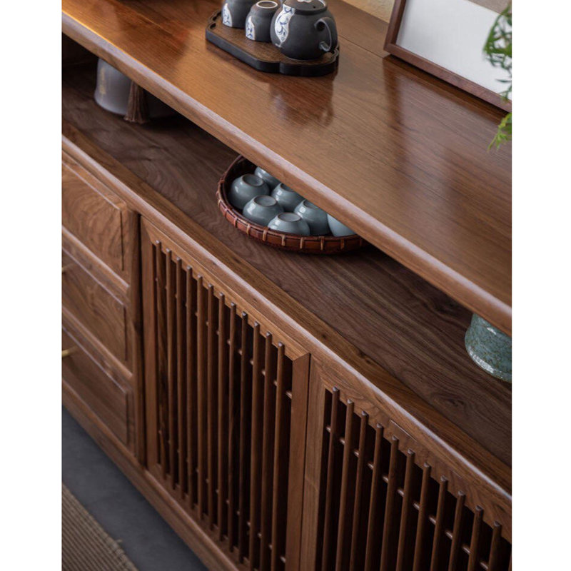 Nouveau buffet de rangement en bois massif de style chinois, H 37,41 po x l 55,11 po x P 14,96 po