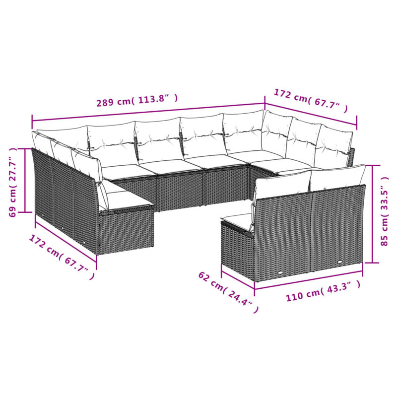 Ensemble de canapé de jardin Vidaxl