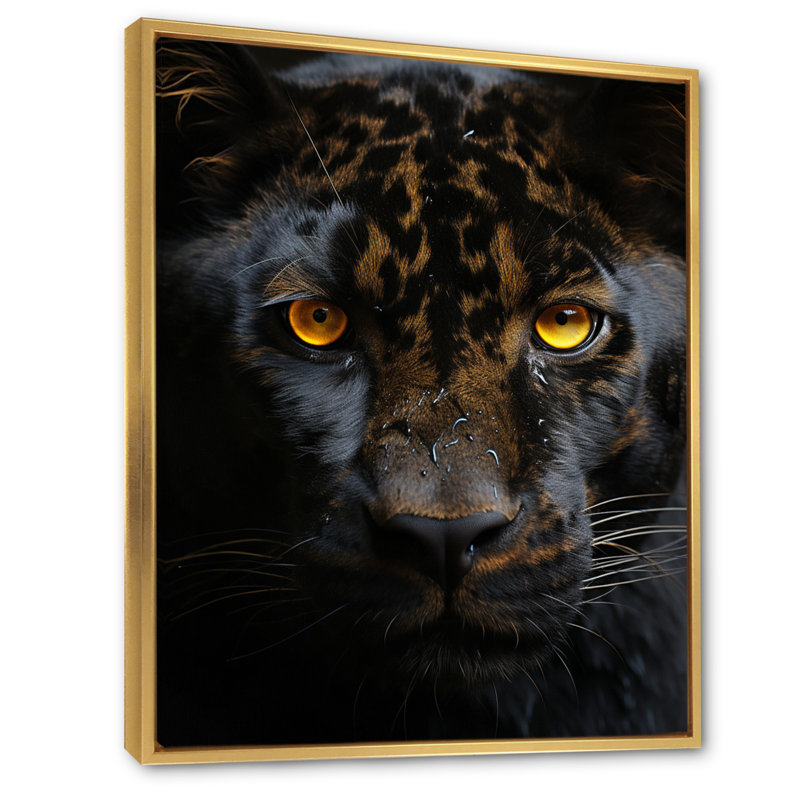 «Black White Panther Eyes Of Intensity» sur impression sur toile, H 20 po x l 12 po x P 1 po, Cadre flottant doré