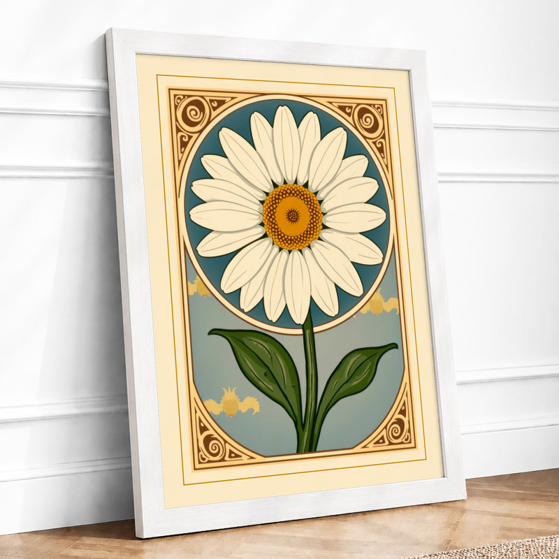Framed Daisy Study Botanical - Framed Print, A4 - 29.7 x 21.0 cm, White