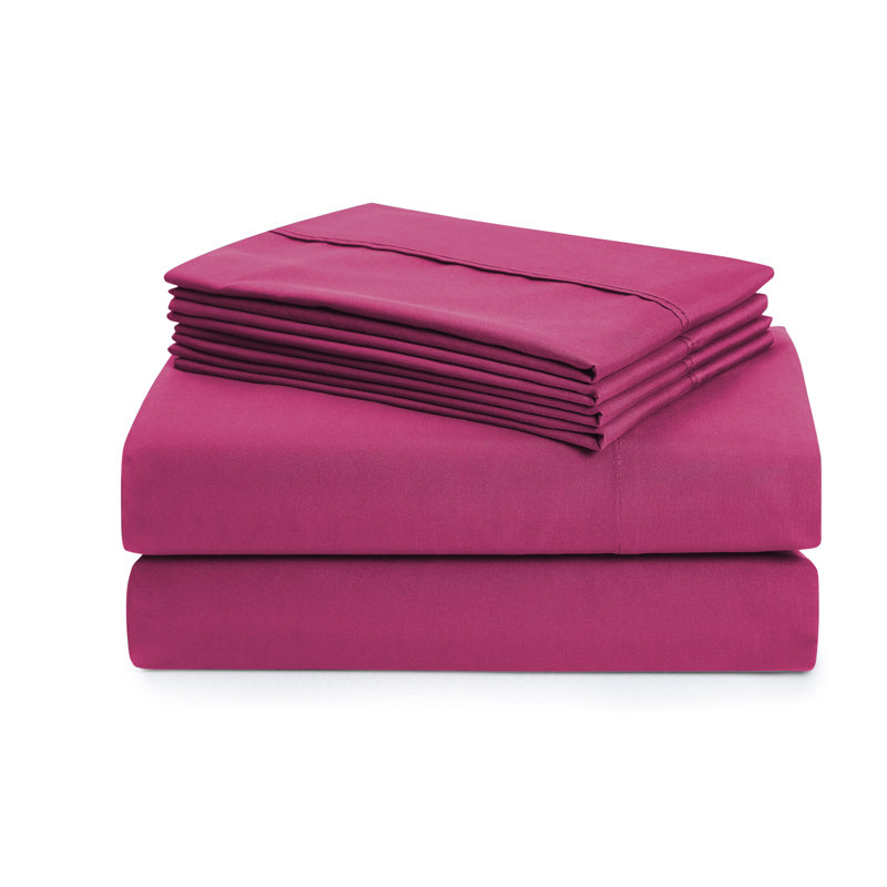 Ensemble de draps luxueux en microfibre douce avec taies d'oreiller en prime, Fuchsia