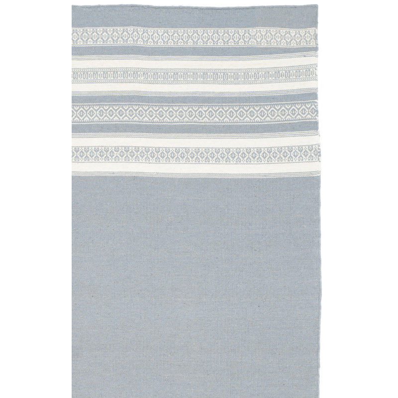 Rodgers Hand Woven Flat Weave Wool/Cotton Striped Rug in Gray, Rectangle 5' x 8'