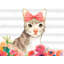 Housse de couette petit chat avec fleurs grises - Décoration de chambre à coucher