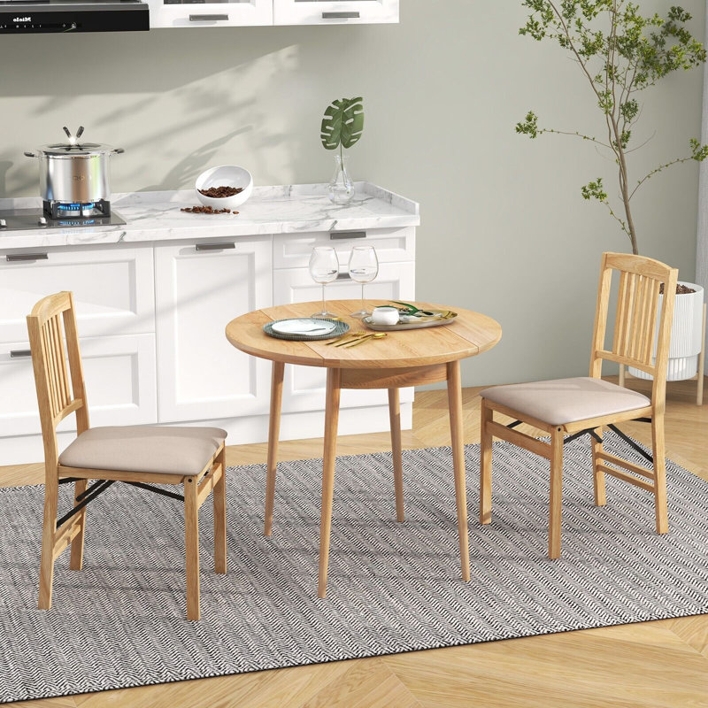 Folding Chair, Beige, Natural Wood, Beige