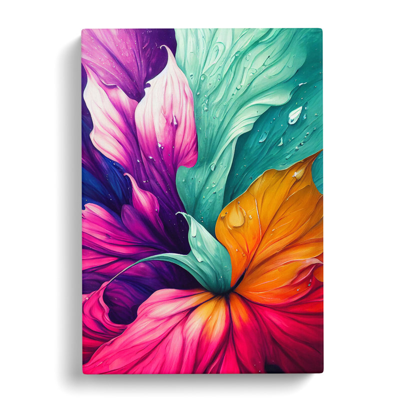 Vibrant Flowers No.8 - Wall Art, Wrapped Canvas, 50cm H x 35cm W, No Matte