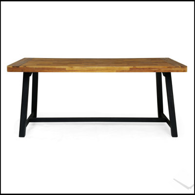 Table de salle à manger d'extérieur en bois d'acacia durable, parfaite pour recevoir et résistante aux intempéries