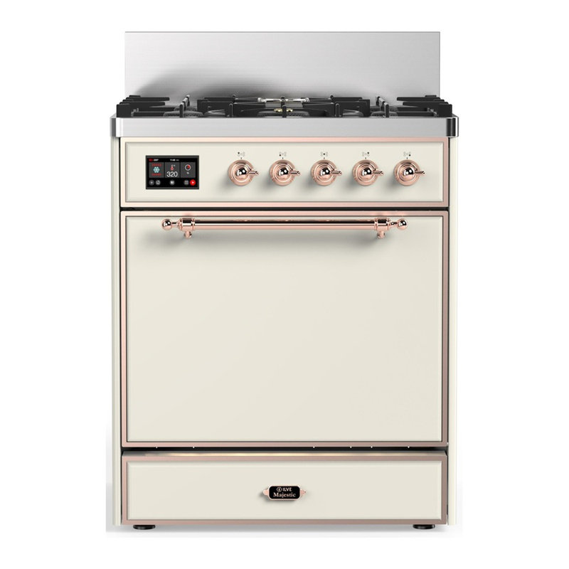 Majestic III Series 30 Inch Dual Fuel Range with 5 Sealed Burners in White (Liquid Propane, Burnished Trim), Antique White