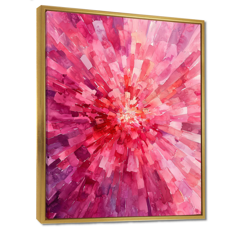 «Olivianna Geometric Hydrangea Petal Explosion», art abstrait encadré, H 32 po x l 24 po, Reproduction avec cadre flottant