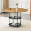 Table de salle à manger circulaire de 47,3 pouces de diamètre avec épissure moderne et rangement double couche