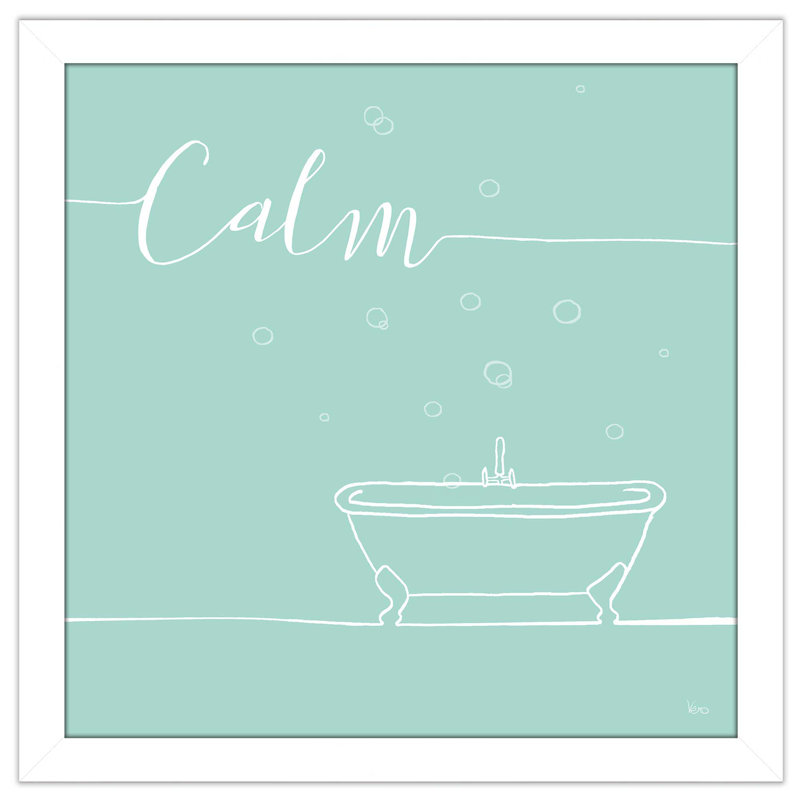 «Underline Bath VI Teal», art textuel, H 21,5 po x l 21,5 po x P 0,75 po, Cadre blanc