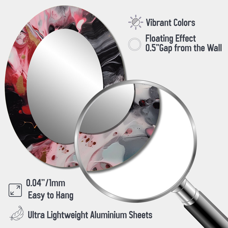 Miroir mural rouge et noir Whispers IV - Red Modern, 40 po x 30 po