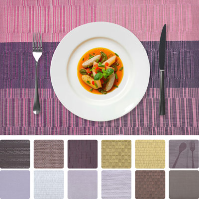 Durable PVC Placemats Set with Three Color Bands for Stylish Dining Table Decor and Christmas Tabletops